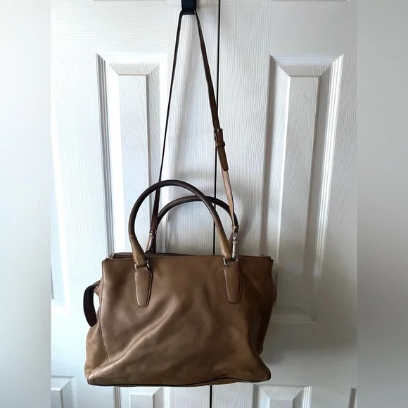 COACH Legacy Pinnacle Harper Turn Lock Satchel Tawny Brown Leather A1371-23563 - Picture 2 of 16